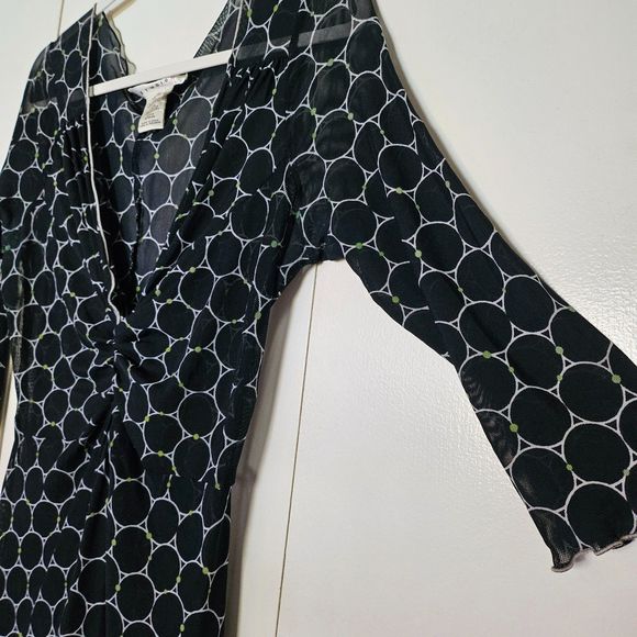 Navy Blue and Green Mesh Nylon Pullover Dress - size small - Picture 1 of 3